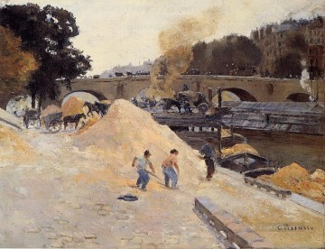  Paris Painting - the banks of the seine in paris pont marie quai d anjou Camille Pissarro